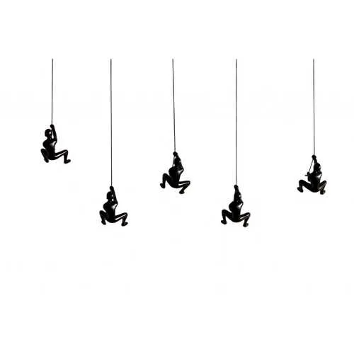 6" x 3" x 3" Resin Black 5 Pack Climbing Man