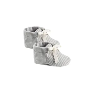 Baby Booties in Blue Micro Stripe by Quincy Mae
