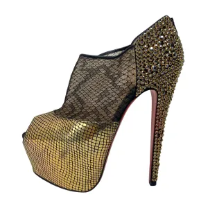 Christian Louboutin Gold Aeronotoc Booties 38