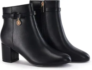 Coutgo Women's Ankle Boots Chunky Block Low Heel Vintage Tie Knot Booties Shoes with Side Zipper