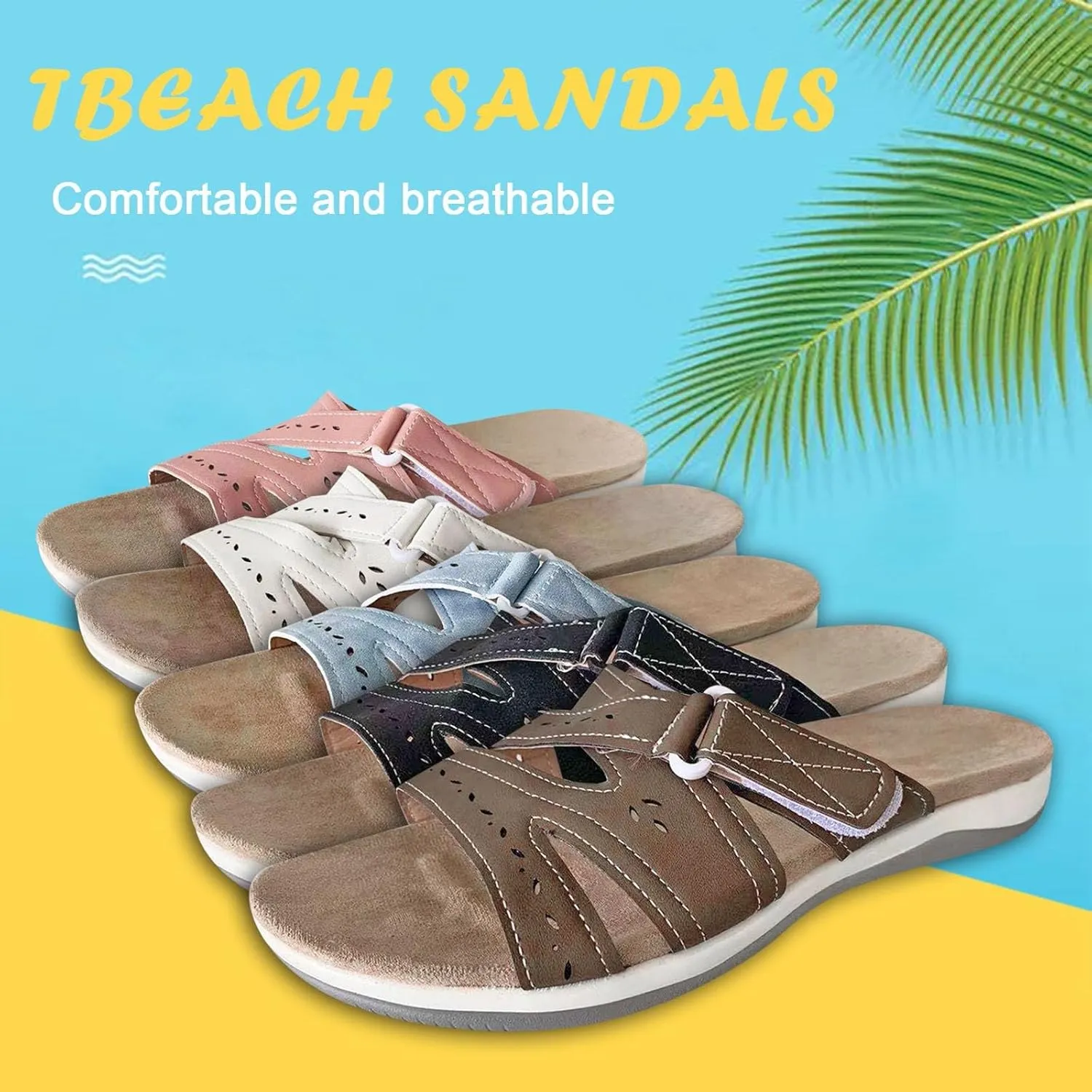 Platform Sandals Women Comfortable Faux Leather Open Toe Wedge Sandals Summer Sandals Walking Sandals Beach Slippers