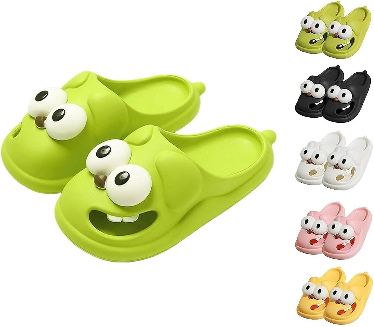 Shower Shoes for Women with Arch Support Big Eye Dog Slippers Fun Cartoon Package Head EVA Slippers Cute