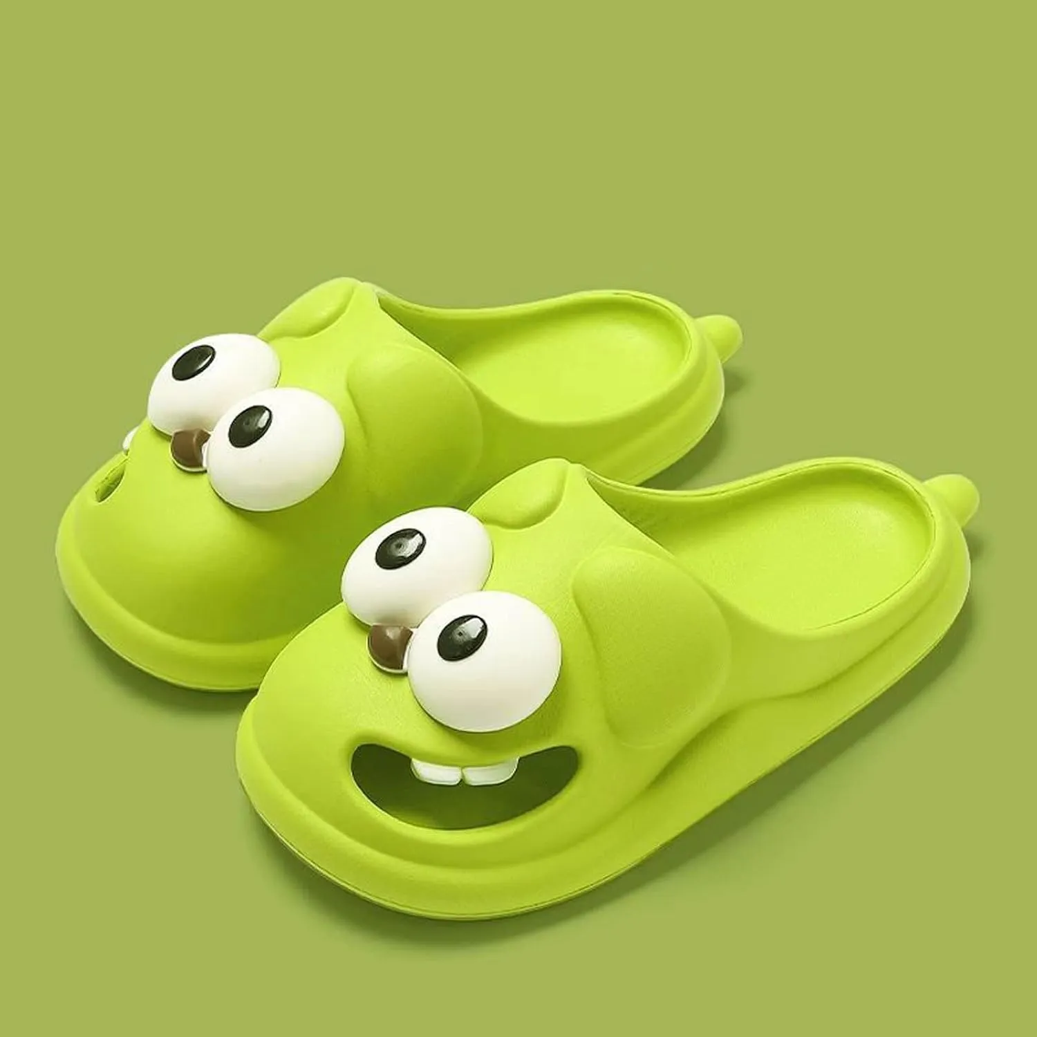 Shower Shoes for Women with Arch Support Big Eye Dog Slippers Fun Cartoon Package Head EVA Slippers Cute