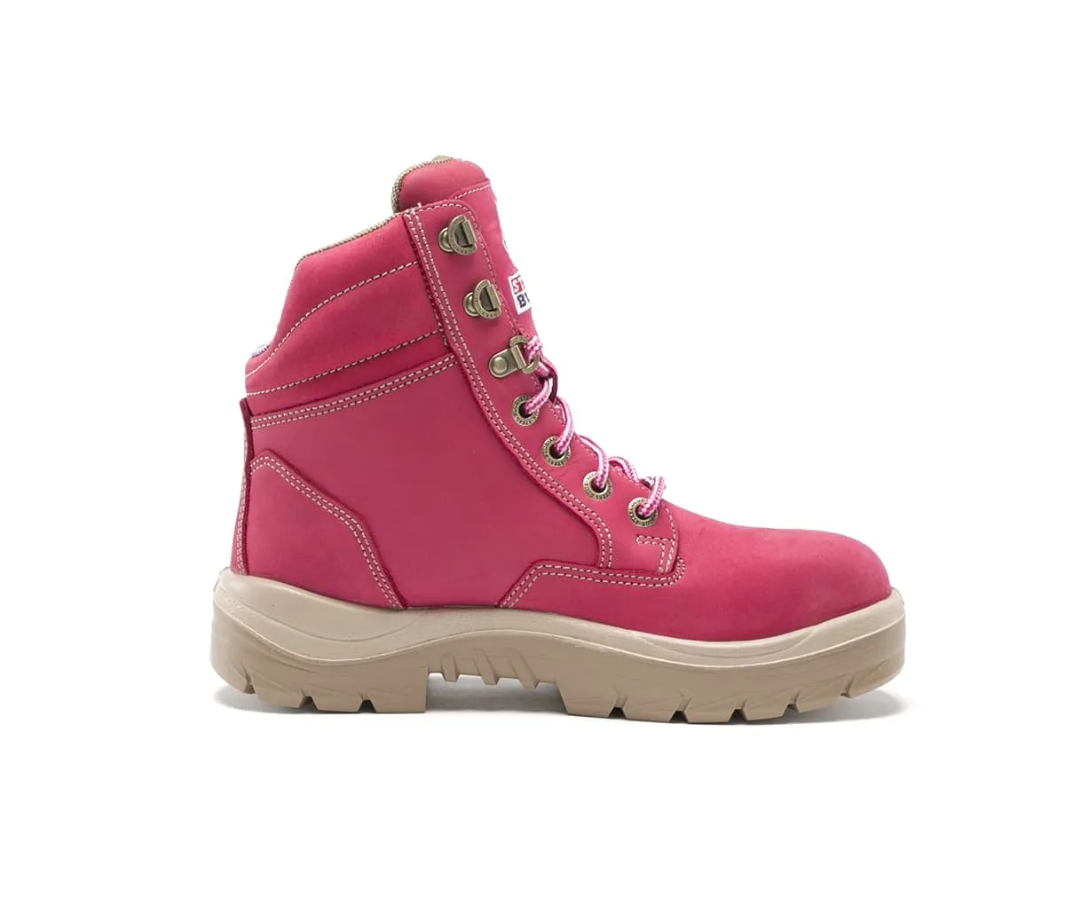Steel Blue Southern Cross Ladies Steel Toe Boots, Pink