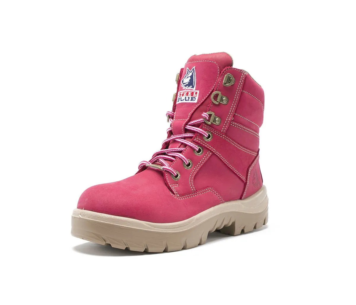 Steel Blue Southern Cross Ladies Steel Toe Boots, Pink