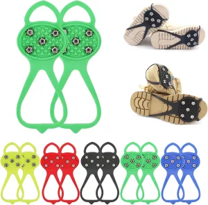 Universal Non-Slip Gripper Spikes, 2025 Upgraded Universal Gripper Spikes Non Slip Shoe Grips, Traction Cleats Ice Snow Grips Anti Slip Silicone for Hiking Walking Climbing FishingGreen, Child