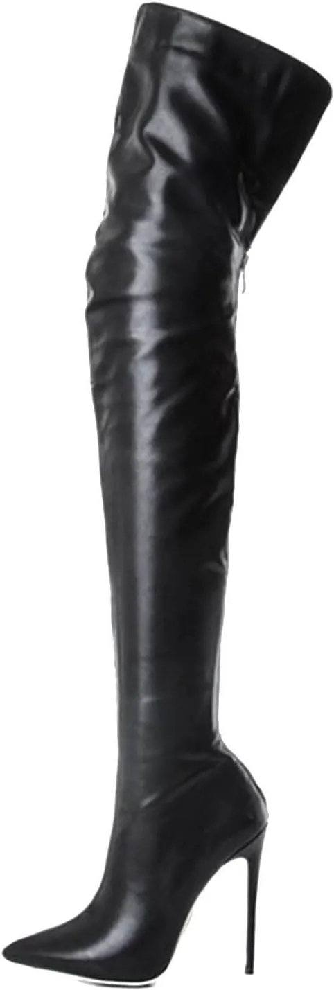 Womens Over the Knee Boots 2022 Fashion Pointed Toe Back Zipper Stilettos Thigh High Boots Fall Winter Solid Casual Ladies Super High Heel Shoes
